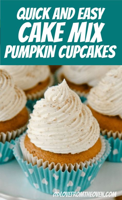 Pumpkin Cupcakes With Cinnamon Sugar Frosting • Love From The Oven Boxed Pumpkin Cupcakes, Pumpkin Spice Cake Cupcakes, Pumpkin Cream Cheese Cupcakes Easy, Pumpkin Spice Cupcakes Box Cake, Box Pumpkin Cupcakes, Pumpkin Spice Cupcakes From Box Cake, Pumpkin Cupcakes With Box Cake, Pumpkin Spice Cupcakes With Cream Cheese, Easy Pumpkin Cupcakes Recipe