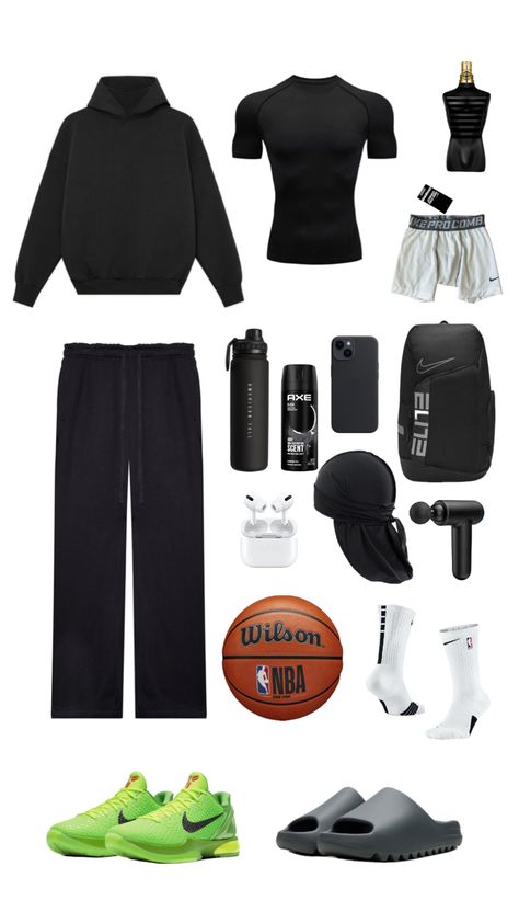 Full black,Nike Basketball Style Outfit Men, Basketball Style Fashion Men, Basketball Fits Men, Hoops Outfits, Basketball Training Outfit, Casual Athletic Outfits Men, Hooping Fits, Basketball Outfits Men, Outfit Inspo Boys