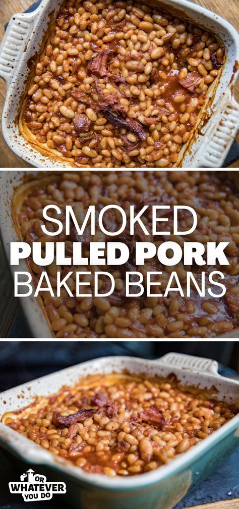 Smoked Baked Beans Recipe, Pork And Beans Recipe, Baked Bean Casserole, Smoked Pulled Pork Recipe, Quick Summer Meals, Canned Baked Beans, Slow Cooker Baked Beans, Bbq Baked Beans, Bbq Beans