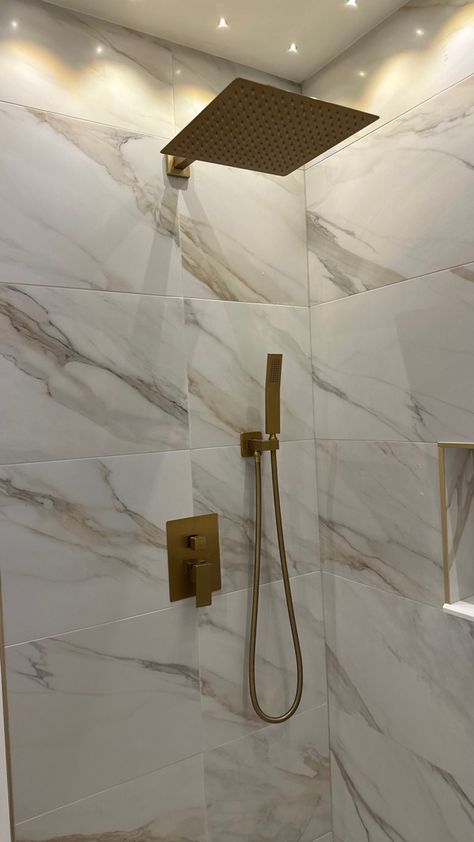 This new and contemporary shower head set is a gorgeous staple piece for a bathroom! Comes in different colors and sizes but this gold color is gorgeous! Check out my link and follow for more inspo! #sponsored #affiliatelink #bathroom #bathroomideas #bathroomremodel #showerdesign #showerrenovation #remodel Mist Shower Head, Recessed Shower Head, Bathroom Shower Head Ideas, Shower Head Ideas, Gold Shower Fixtures, Gold Shower Head, Bronze Shower Head, Rain Shower Head With Handheld, Restroom Ideas