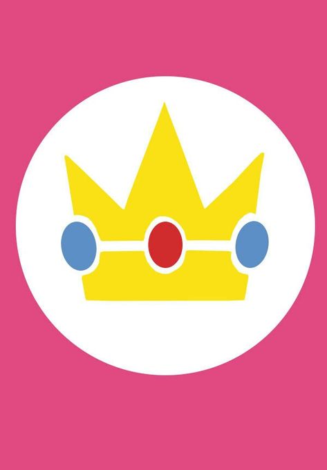 Princess Peach symbol Princess Peach Crown Svg, How To Make Princess Peach Crown, Princess Peach Symbol, Princess Peach Cardboard Car, Princess Peach Crown Tattoo, Princess Peach Svg, Mario Symbols, Princess Peach Invitations, Princess Peach Crown