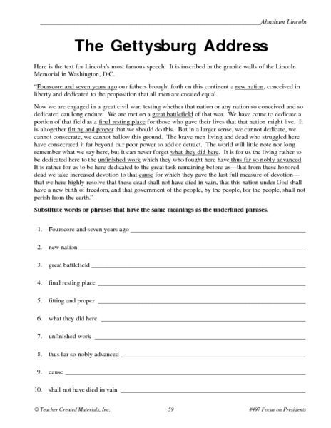 The Gettysburg Address Worksheet | Lesson Planet: Address Worksheet, America School, Elementary Social Studies Lessons, The Gettysburg Address, Virginia Studies, 8th Grade History, History Lessons For Kids, 7th Grade Social Studies, 6th Grade Worksheets