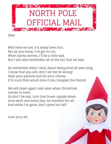 Help your kids transition from elf fun to elf letdown with this free printable Elf on the Shelf goodbye letter. 1st Elf On The Shelf Arrival, Elf On Shelf Letter, Elf Letters Printable, Elf Goodbye Letter, Elf On The Shelf Arrival, Printable Props, Goodbye Letter, Elf Letters, Awesome Elf On The Shelf Ideas