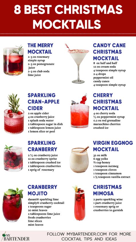 Christmas Mocktails Christmas Mocktail Recipes, Christmas Mocktail, Christmas Cider, Christmas Mocktails, Christmas Drinks Recipes, Mocktail Recipes, Drink Recipes Nonalcoholic, Mocktail Recipe, Christmas Cocktails