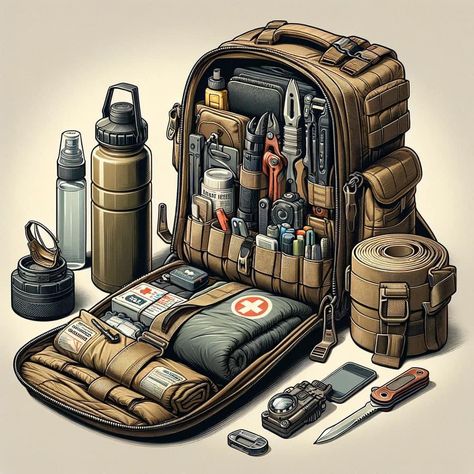 Prepper Ideas Survival Gear, Inside Backpack, Bug Out Bags, Prepping Gear, Locked Room, Game Room Ideas, Doomsday Prepper, Survival Backpack, Survival Bag