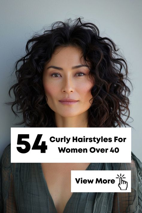 Curly hairstyles for women over 40 showcase natural texture with stylish and easy-to-manage looks. Each style demonstrates how curls can be both a beautiful statement and a mark of sophistication for mature women. Womens Medium Curly Haircuts, Short Curly Hairstyles For Women Over 40, Thick Curly Hair Styles For Women, Curly Hairstyles For Women Over 50 Curls, Middle Age Curly Hair Styles Over 40, Curly Hairstyles 40 Year Old Women, Med Curly Hair, Wavy Hairstyles Over 50, Hairstyles For Curly Hair Women