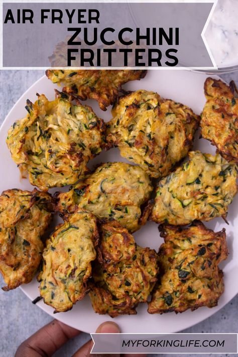 Zucchini Recipes Air Fryer, Fritters Air Fryer, Air Fryer Zucchini Fritters, Air Fryer Zucchini, Zucchini Fritters Recipe, Zucchini Recipes Healthy, Bake Zucchini, Recipes Air Fryer, Zucchini Fritters