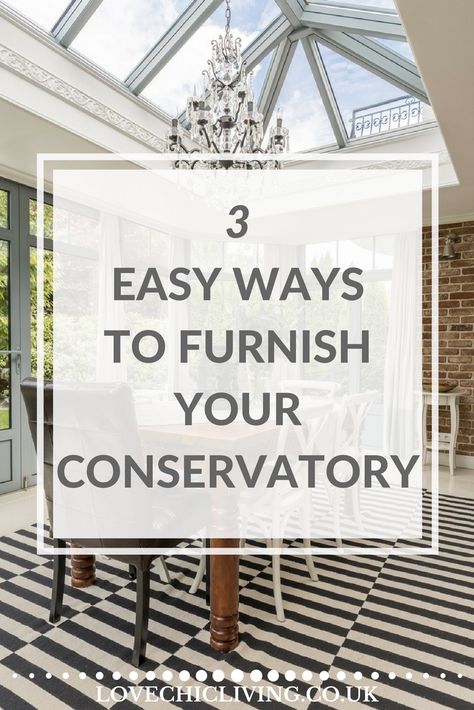 Style up your conservatory or sunroom with these 3 easy steps. It really couldn't be simpler. Conservatory Layout Ideas, Conservatory Design Ideas, Conservatory Ideas Interior Inspiration, Conservatory Interior Design, Conservatory Decor Cosy, Modern Conservatory Decor, Small Conservatory Ideas Interior Design, Cosy Conservatory Ideas, Conservatory Lighting Ideas