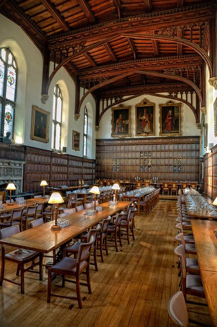 Dining hall, Magdalen College by sdhaddow, via Flickr Magdalen College, Oxford College, Oxford City, Oxford England, Lectures Hall, Dining Hall, College Campus, Dark Academia Aesthetic, Oxford University