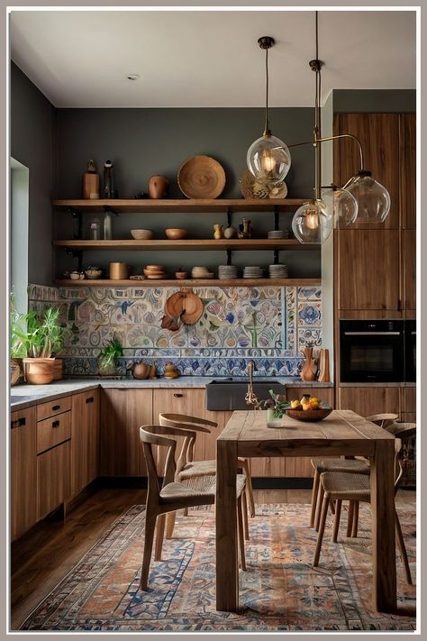 Transform your kitchen into a boho haven with these 8 useful kitchen ideas for stunning boho decor you'll love. Discover creative ways to incorporate natural textures, vibrant colors, and unique patterns that reflect your personality. From open shelving to eclectic accessories, these tips will inspire you to create a warm and inviting space that blends functionality with artistic flair. Elevate your cooking area and embrace the bohemian lifestyle today! Eclectic Minimalist Kitchen, Bohemian Interior Design Kitchen, Boho Kitchen Cabinets, Small Boho Kitchen, Rustic Boho Kitchen, Mexico Kitchen, Boho Farmhouse Kitchen, Eclectic Accessories, Modern Boho Kitchen