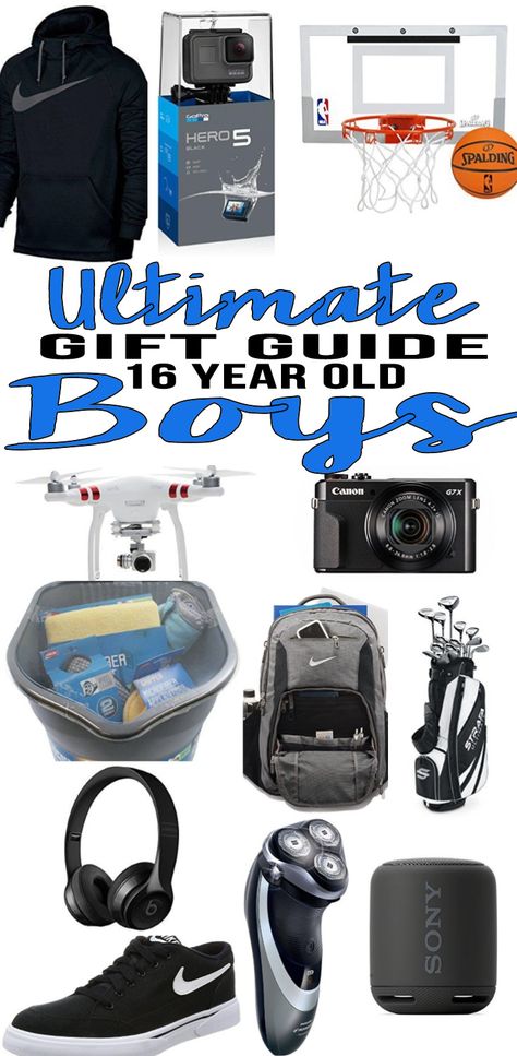 BEST Gifts 16 Year Old Boys! Top gift ideas that 16 yr old boys will love! Find presents & gift suggestions for a boys 16th birthday, Christmas or just because.Cool gifts for guys on their sixteenth bday.Wondering what to get a 16 year old boy for his birthday? We have you covered- popular gift ideas- from gadgets to electronics to sports… find the best gift ideas for a tween, teen or teenage boy! Amazing products for son, grandson, nephew, or best friend. Shop what’s trending for 16 year olds! Friend Presents, Guy Friend Gifts, Guys Birthday, Boy 16th Birthday, Birthday Present For Boyfriend, Christmas Gift Ideas For Kids, Birthday Presents For Men, Birthday Recipes, Birthday Friend