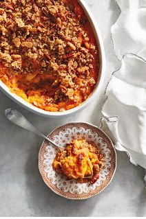 Peach Sweet Potato Casserole Recipe + Just Peachy Cookbook Review - Just Short of Crazy Ham Steak Recipes, Holiday Casseroles, Ham Steak, French Delicacies, Sweet Potato Recipes Casserole, Ham Steaks, Holiday Favorite Recipes, Low Carb Appetizers, Peach Recipe