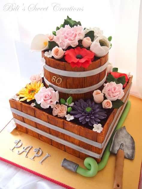 Flower pot cake on Cake Central Gardening Cake, Flower Pot Cake, Extreme Cakes, Pot Cake, Pot Cakes, Garden Cake, Cookie Cake Birthday, Garden Cakes, Cupcake Cake Designs