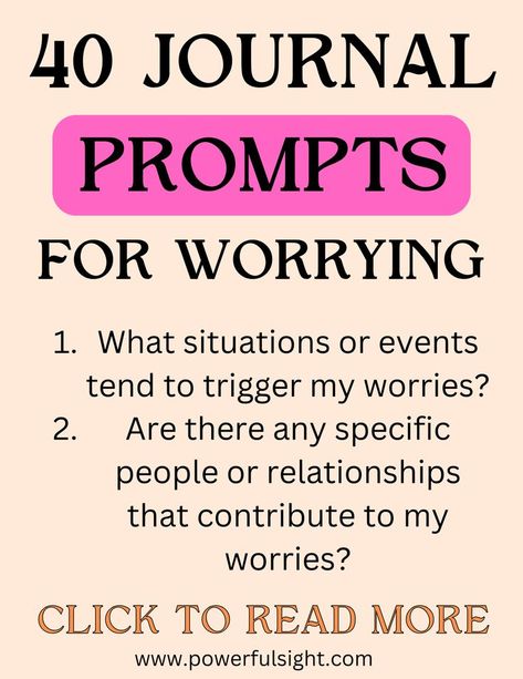 40 Journal Prompts For Worrying Worry Journal, Starting A Journal, Stop Overthinking, Love Journal, Journal Writing Prompts, Find Yourself, Questions To Ask, Journal Writing, Art Therapy