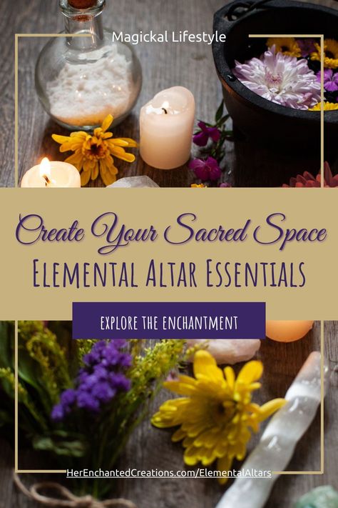 Discover the magic of balancing Earth, Air, Fire, Water, and Spirit in your home. Our blog guides you through the enchanting process of creating an elemental altar, perfect for enhancing your spiritual journey. Air Representation Altar, Elemental Altar Ideas, Element Altar Ideas, Elemental Altar, Altar Essentials, Spiritual Altar Ideas, Earth Altar, Grimoire Ideas, Element Terre