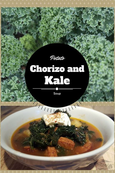 Chorizo, Potato and Kale Soup – Table and a Chair Kale Skillet, Kale Potato Soup, Soup Chowder, Kale Potato, Potatoes And Kale, Recipe With Potatoes, Kale Soup Recipes, Sausage And Kale Soup, Family Dinner Recipe