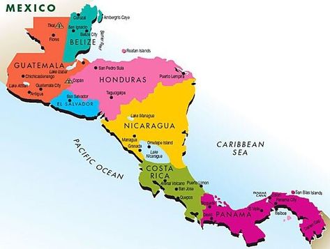 Geography is History: Locate the Countries of Central America — Teaching Central America Central America Map, South America Map, Quepos, Maps For Kids, America Map, Managua, World Geography, Central American, Santa Lucia