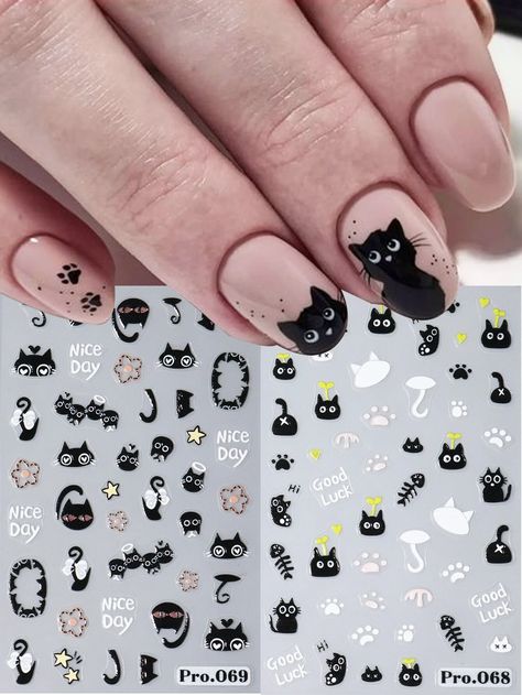 5d Nail Art, Graffiti Nails, Cat Nail Art, Cat Rainbow, Nail Decals Diy, Rainbow Cartoon, Flower Letter, Salon Art, Cat's Paw