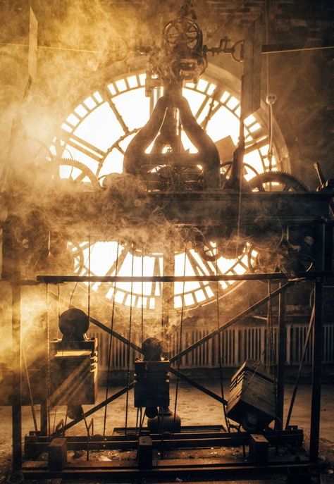 fear of time Clock Tower Aesthetic, Clockwork Aesthetic, Hogwarts Clock Tower, Steam Punk Aesthetic, Tower Photography, Steampunk City, Abandoned Photography, Steampunk Artwork, Steampunk Aesthetic