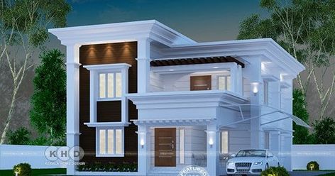 2060 square feet 3 bedroom Arabic model house in Kerala by Dream Form from Kerala Home Design Simple, Villa Ideas, Home Designs Exterior, Two Story House Design, Kerala House, 2 Storey House Design, Houses Design, House Roof Design, House Plans Mansion