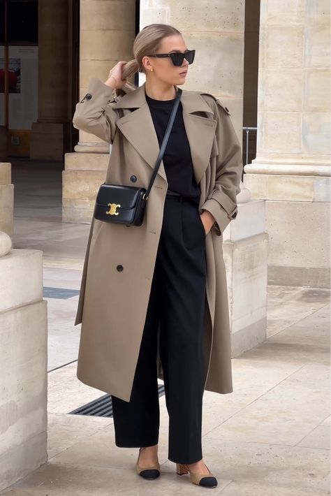 The Curated Coat Outfit, Trench Coat Outfit Fall 2023, Trench Coat Chic Outfit, Dressy Trench Coat Outfit, Mid Trench Coat Outfit, Taupe Trench Coat Outfit, Petite Wool Coat, How To Style Black Coat, Trench Coats Women Outfit Classy