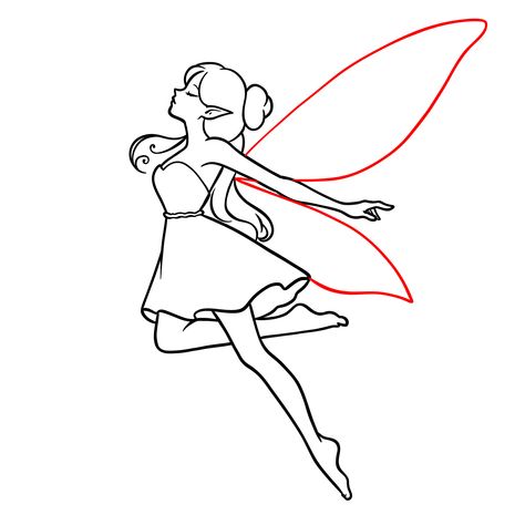 How to Draw Fairies: 6 Easy Drawing Guides in 1 Easy Fairy Paintings For Beginners, Fairy Simple Drawing, Cute Fairy Drawing Easy, Fairy Easy Drawing, How To Draw A Fairy, Easy Fairy Painting, Fairy Drawings Easy, How To Draw Fairies, Easy Fairy Drawing