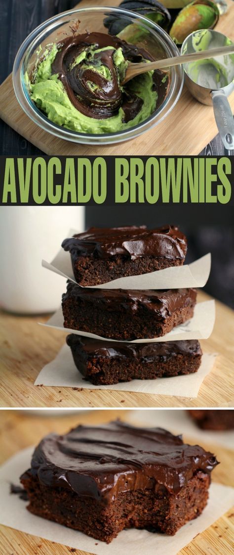 These Fudgy Avocado Brownies with Avocado Frosting are an incredible gluten-free healthier brownie for when you want the dessert without all the sin. (Paleo and Vegetarian friendly too!) Avocado Deserts, Brownies With Avocado, Avocado Frosting, Glutenfri Baking, Weight Watcher Desserts, Resep Brownies, Avocado Dessert, Avocado Brownies, Healthy Avocado