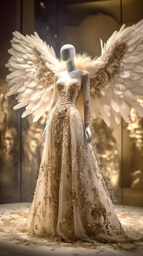 Angel Ball Gown, Ethereal Gown Fairytale, Ethereal Dress Goddesses, Vishma Maharaj, Angelic Dress, Enchanted Fairy, Ethereal Dress, Angel Outfit, Fantasy Dresses