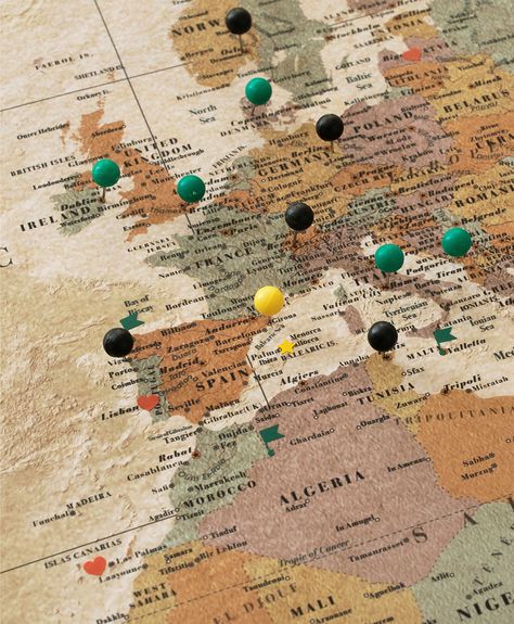 Map With Pins, World Map With Pins, Detailed World Map, Travel Decor, World Map, Map, Travel, Pins