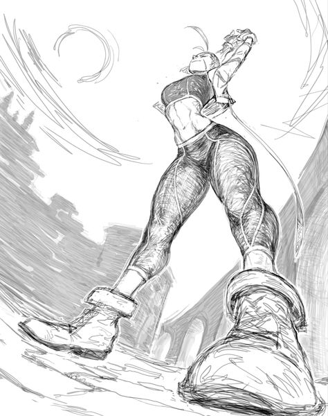 Cammy Street Fighter, Street Fighter Characters, Perspective Drawing Lessons, Capcom Art, Action Pose Reference, Street Fighter Art, Human Anatomy Art, White Drawing, Perspective Art