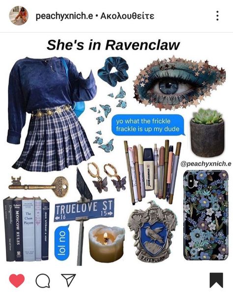 Slytherin Aesthetic Fashion, Ravenclaw Outfit Aesthetic, Ravenclaw Uniform, Ravenclaw Outfit, Witchy Outfits, Ravenclaw Pride, Ravenclaw Aesthetic, Welcome To Hogwarts, Harry Potter Wizard