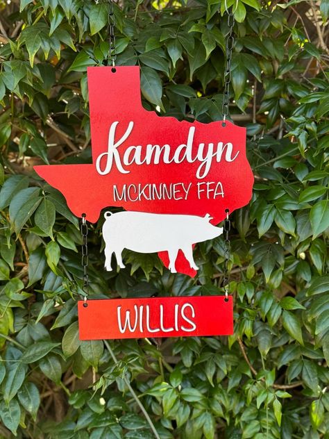 FFA Pig Stall Sign Customized Stall Signs, Sign For Bedroom, Shape Names, Pet Signs, Ffa, Name Sign, Name Tag, Name Tags, Christmas Wishlist