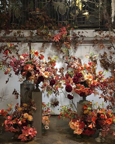 fall wedding backdrop with autumnal foliage Fall Wedding Ceremony Decor, Wedding Ceremony Decor Ideas, Ceremony Decor Ideas, Fall Wedding Ceremony Decorations, Autumn Wedding Decor, Fall Wedding Ceremony, Wedding Ceremony Decor, Reception Flowers, Fall Wedding Flowers