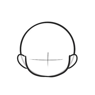 How To Draw Chibi Head - Front View Head Drawing Reference Cartoon, Front Face Drawing Reference, Easy Head Drawing, Cute Head Drawing, Chibi Head Tutorials, Chibi Head Drawing, Chibi Face Drawing, Anime Head Template, Head Base Reference