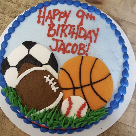 Sports Bday Cake, Sports Themed Birthday Cakes For Boys, All Star Birthday Cake, Sports Cookie Cake, Sports Party Cake, Sport Cakes For Boys, Sports Theme Birthday Cake, Sports Cakes For Boys Birthdays, Sports Cake Ideas