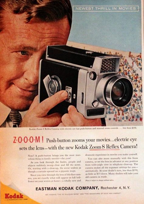 Kodak Zoom 8 Reflex Video Camera Ad Super 8 1960 Eastman | Etsy Vintage Video Camera, Super 8 Camera, Fragrance Advertising, Instant Print Camera, Holiday Magazine, Reflex Camera, Duluth Minnesota, Photography Advertising, Old Cameras