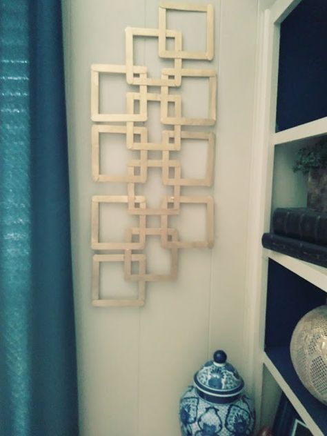 Diy Wall Decor Popsicle Sticks, Popsicle Stick Home Decor Diy, Diy Crafts For The Home Decoration Wall Art, Popsicle Stick Wall Decor Diy, Popsicle Wall Decor, How To Decorate A Long Entry Hallway, Popsicle Stick Crafts For Adults Decor, Diy Popsicle Stick Crafts Wall Art, Stick Diy Decor