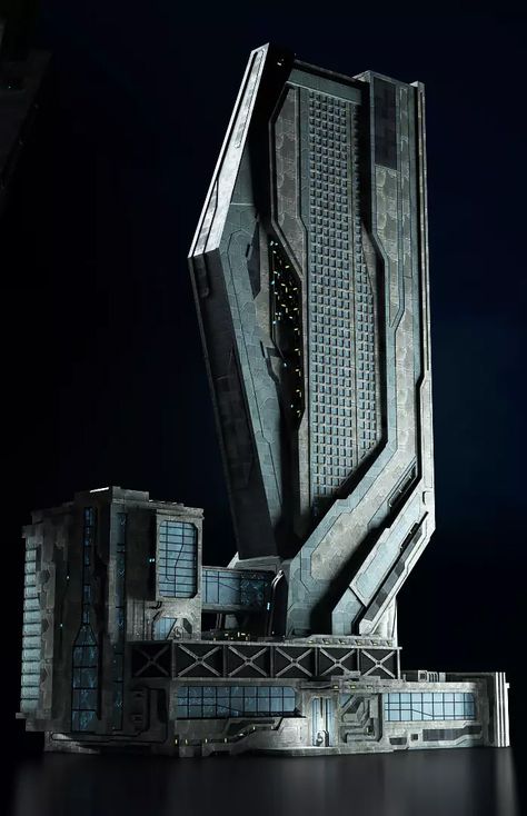 Futuristic Building Concept Art, Cyberpunk Tower, Scifi Concept Art, Cyberpunk Architecture, Scifi Architecture, Mega Building, Television Design, Cyberpunk Building, Scifi Building