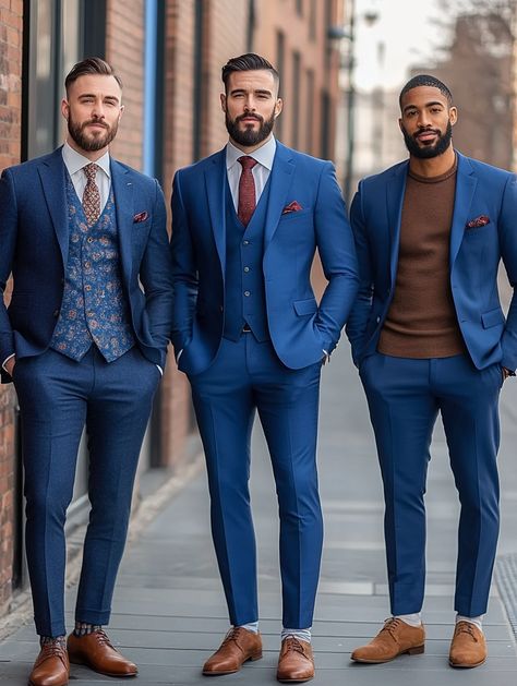 A touch of blue is all it takes to elevate your style game. Whether you're going for a classic look or something bold, the right suit makes all the difference. Which one suits you best?   #SuitUp #TouchOfBlue #StyleEssentials #MenInStyle #FashionForward #SuitCentury #usafashion #usatoday #menswear #californiafashion Navy Wedding Decorations, Blue Blazer Outfit Men, Blue Blazer Outfit, Mens Fashion Blazer, Work Suits, Navy Wedding, Suit Up, Hair Wear, Suit Style