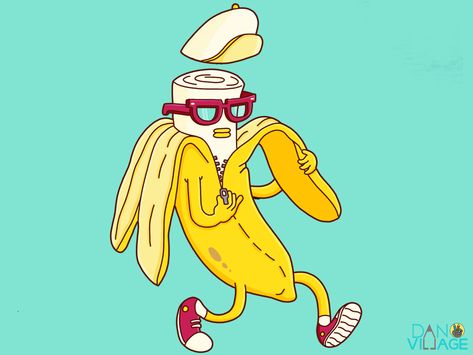 Banana Cartoon Drawing, Banana Character Design, Banana Art Drawing, Banana Art Illustration, Nft Drawing, Banana Christmas, Nft Art Ideas, Banana Character, Nft Illustration