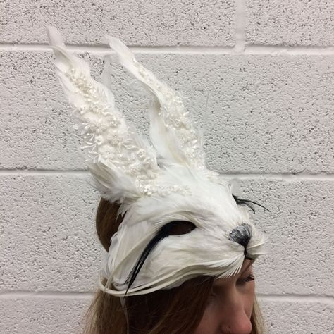 Luxury Lace Embellished White Rabbit Mask Unisex Animal Mask | Etsy Rabbit Mask, Luxury Mask, Alice Cosplay, Animal Halloween Costumes, Alice In Wonderland Dress, Alice In Wonderland Wedding, Christmas Windows, Animal Mask, Carnival Masks