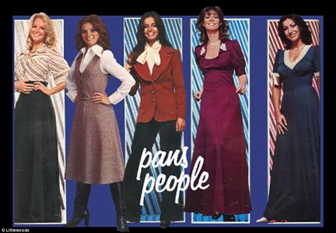 Littlewoods Catologue: Pans People Top of the pops: The all singing, all dancing group of women who were regulars on Top of the Pops Pans People, Top Of The Pops, Jerry Hall, Group Of Women, Catalog Cover, Joan Collins, 80th Birthday, Famous Celebrities, Clothing Company