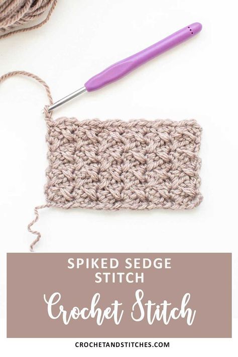 A sand color swatch of the spiked sedge stitch Sedge Stitch Crochet, Crochet Stitches List, Sedge Stitch, Spike Stitch, The Spike, Crochet Stitches For Blankets, Crochet Stitches Free, Basic Stitches, Easy Crochet Stitches