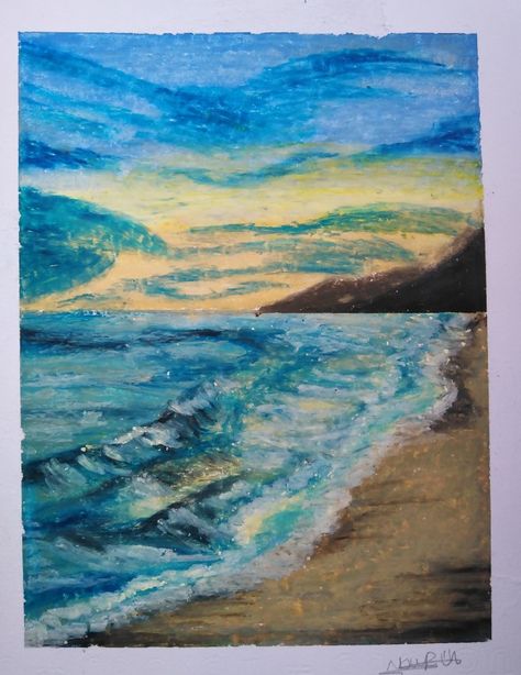 Oil pastel drawing Oil Pastel Art Sea, Sea Drawing, Beach Drawing, Pastel Beach, Cute Inspirational Quotes, Oil Pastel Art, Oil Pastel Drawings, Pastel Drawing, Pastel Art