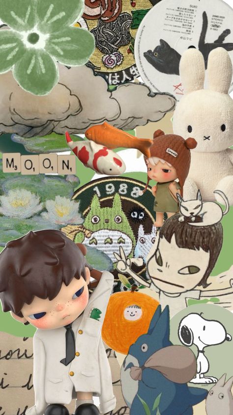 #hirono #ghibli #green #yoshitomonara #miffy #wallpaper #aesthetic #ichikoaoba #seastar Ghibli Green, Miffy Wallpaper, Clear Phone Case Design, Soft Kidcore, Simple Phone Wallpapers, Pop Mart, Wallpaper Iphone Quotes, Pretty Drawings, Phone Wallpaper Patterns