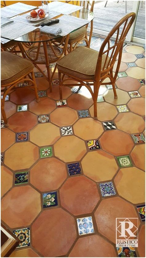 Handmade Mexican Tile Spanish Flooring, Tile Patio Floor, Whittney Parkinson, Mexican Tile Floor, Tile Patio, Patio Homes, Interior Flooring, Tile Handmade, Board House