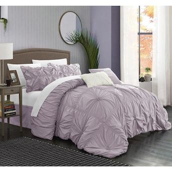 Chic Home Design Halpert Lavender King 6pc Comforter Set in the Bedding Sets department at Lowes.com Ruffle Comforter, Chic Home Design, Floral Comforter Sets, Floral Comforter, Bed In A Bag, King Comforter Sets, Dreamy Bedrooms, Queen Comforter Sets, Queen Comforter