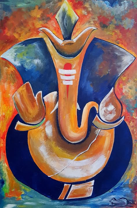 Ganapati Painting Canvases, Ganapati Painting, Lord Painting, Hanuman Drawing, Character Paintings, Indian Character, Ganesh Painting, Ganesha Drawing, Ganesh Art Paintings