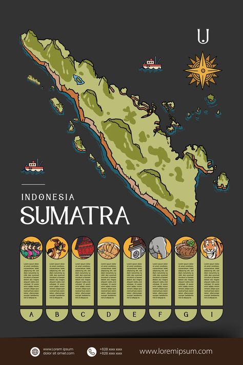 Illustration Map Design, Island Poster Design, Peta Sumatera, Indonesian Map, Country Map Design, Maps Illustration, Map Poster Design, Infographic Ideas, Maps Aesthetic