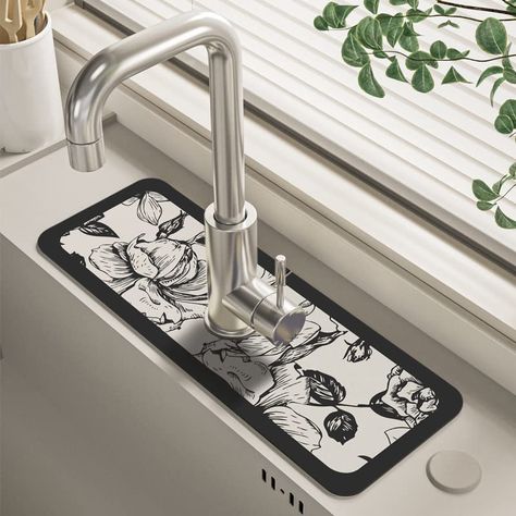 PRICES MAY VARY. 【Faucet Draining Mat】Every time you use the faucet, water collects on the countertop under the handle?Try this fantastically styled draining pad. This sturdy, flexible Dish Drying Mats stays in place, drains well, and keeps the countertop dry!!!!! 【Powerful Absorbency】Because the material has sufficient absorbency, water on a typical countertop is often completely absorbed within seconds. 【Anti-Slip】The back of the draining mat has a rectangular textured finish that allows for a Faucet Mat, Sink Protector, Sink Mats, Bathroom Countertop, Stil Boho, Diatomaceous Earth, Table Pads, Faucet Handles, Sink Drain